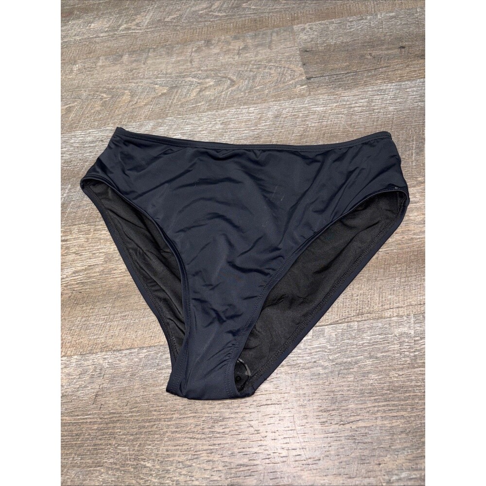 B2Prity High Rise Bikini Bottom Black Size M Stretch NWOT Lined Elastic Waist